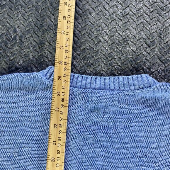 Croft And Barrow Women Sweater M Blue Heathered Nylon Blend Cable Knit Pullover - Picture 9 of 10